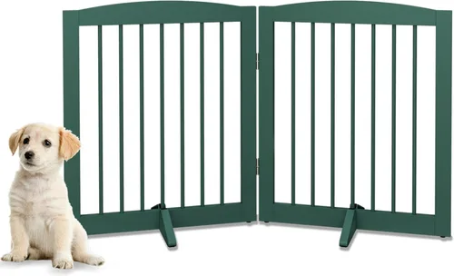 Miniatura 31 de PUPETPO Puerta independiente para mascotas para perros, puerta plegable de madera para perros para casa, puerta interior para perros para puertas
