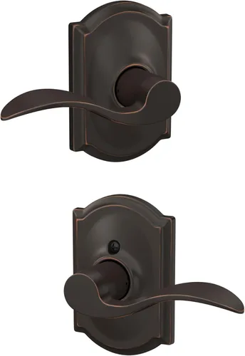 Miniatura 162 de SCHLAGE - Manija de puerta Accent con cerradura de paso libre para pasillo y armario en bronce antiguo - F10 ACC 716 Bronce Envejecido