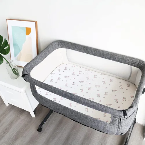 Miniatura 3 de Sábanas de cuna 2 unidades, sábana de cuna elástica, sábanas de cuna para bebé niña, ajuste universal para cuna rectangular, ovalada, de reloj