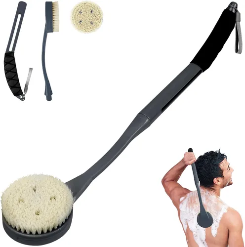 Miniatura 8 de Depurador de espalda antideslizante para ducha, cepillo de baño desmontable de 21.7 pulgadas para ducha, exfoliante de espalda, exfoliación y salud