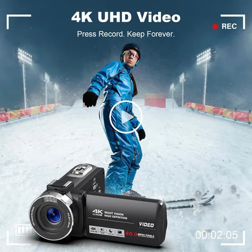 Miniatura 3 de Videocámara 4K HD 80MP Cámara de vídeo 18X Zoom digital 3.0 IPS Pantalla Vlogging Cámara para YouTube IR Visión Nocturna Grabadora de Video