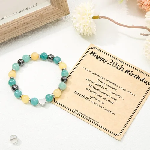 Miniatura 3 de Joyas y tarjetas de regalo de cumpleaños para mujeres y niñas, pulsera de piedra natural de 13, 14, 15, 16, 17, 18, 19, 20, 21, 30, 40, 50, 60, 70