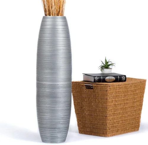 Miniatura 15 de Leewadee Jarrón grande negro para decoración del hogar, de madera, de 26 pulgadas de alto, decoración de granja, soporte para flores para plantas