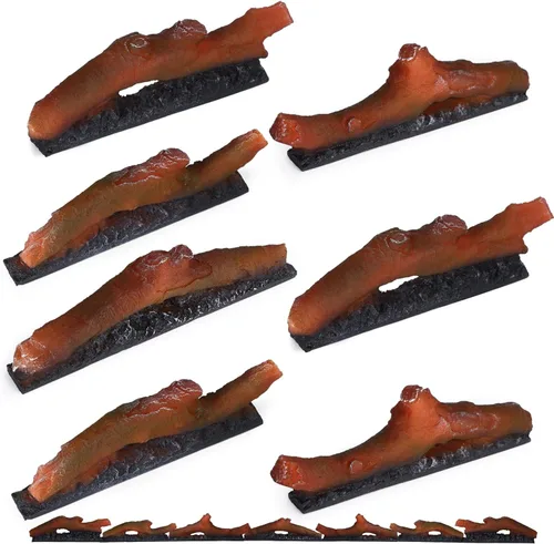 Miniatura 7 de Chimenea eléctrica de pared, chimenea eléctrica empotrada, decoración de resina sintética, troncos transparentes eléctricos, llama para chimeneas