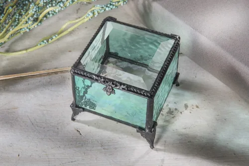 Miniatura 7 de Caja de cristal decorativa para joyería, anillo de exhibición, pulsera, aretes, organizador de almacenamiento, regalo de recuerdo para mamá, hija