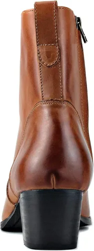 Miniatura 4 de COWSDELLA Botas de vestir para hombre, tacón casual, estilo chukka con cremallera, color negro, JY002