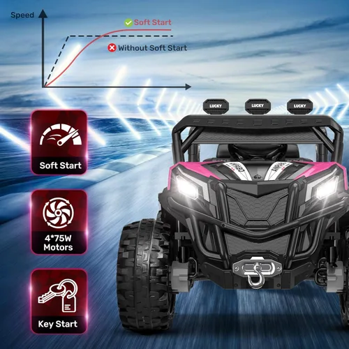 Miniatura 3 de ANPABO Juguetes de paseo de 24 V para niños grandes con control remoto, motores de 4 x 75 W, máximo 4.5 MPH, conmutable 4WD/2WD, 4 amortiguadores