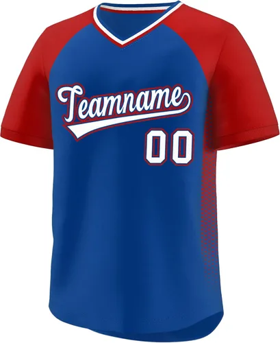 Miniatura 26 de Camiseta de béisbol personalizada con cuello en V para hombres, mujeres y jóvenes, camisetas de béisbol personalizadas con costuras o estampadas