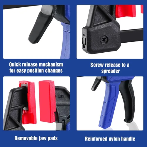 Miniatura 5 de WORKPRO Abrazaderas de mini barra de 6 pulgadas para carpintería, abrazadera/esparcidor con una sola mano, abrazadera F de cambio de tornillo de Azul