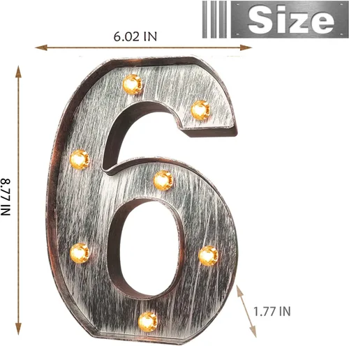 Miniatura 2 de Glintee Número de luces LED de color gris plateado cepillado para luz nocturna, boda, fiesta de cumpleaños, lámpara de Navidad alimentada por