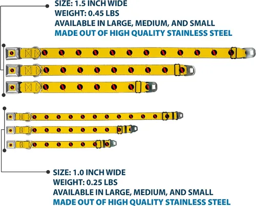 Miniatura 3 de Buckle-Down Collar de perro con hebilla de cinturón de seguridad, logotipo de flash reverso, amarillo dorado, negro/rojo, 1 pulgada de ancho, se