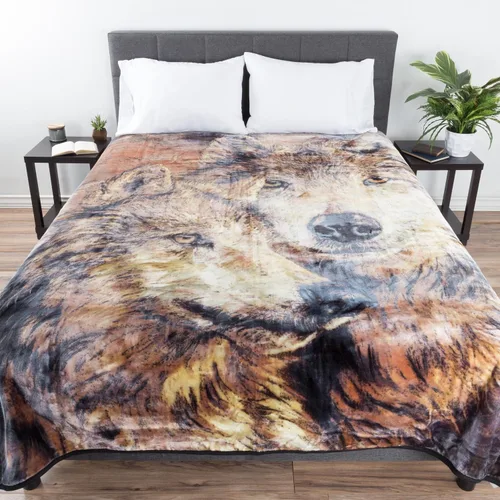 Miniatura 7 de Bedford Home Manta de lobo – Par de lobos estampada de 80 x 92 pulgadas – Manta gruesa de felpa gruesa de 8 libras de imitación de visón Queen