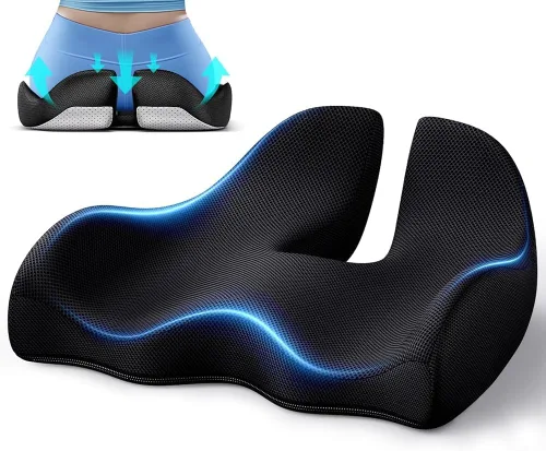 Miniatura 12 de Benazcap Cojín de asiento de memoria extra grande para silla de oficina, cojín ergonómico para aliviar la presión y la ciática