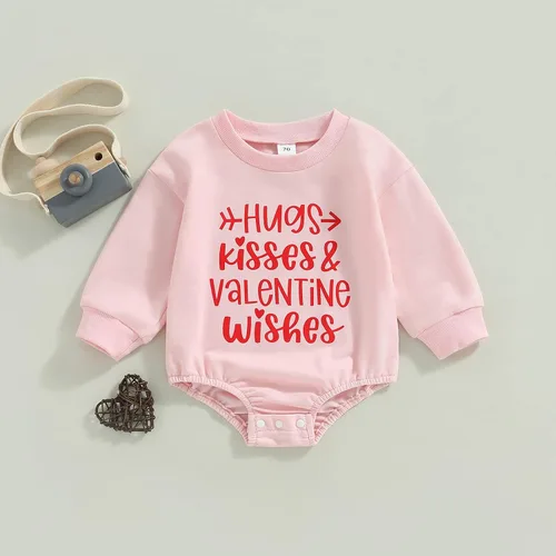 Miniatura 23 de Enterizo de manga larga con estampado de letras para bebés, niñas y niños