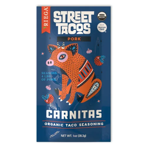 Miniatura 2 de Riega Street Taco Seasoning, mezcla de especias mexicanas orgánicas para cocinar comidas auténticas, carnitas, paquetes de 1.1 onzas, 8