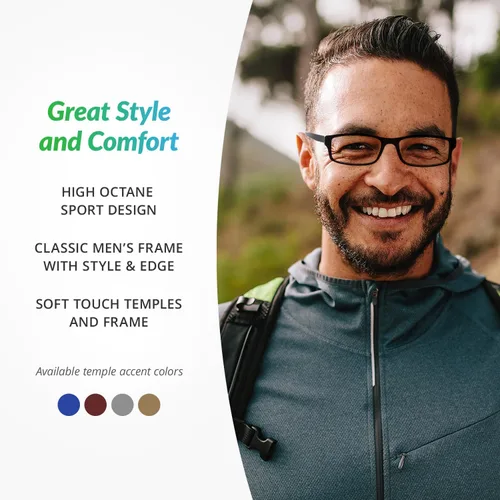 Miniatura 6 de SPORTEX SAV Men's Ar4160 Reading Glasses - Flexible, Durable, Ultra-Lightweight, High-Performance Readers For Men Gris