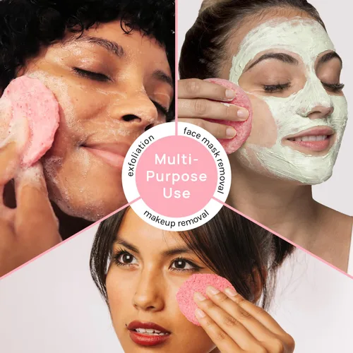 Miniatura 6 de AOA Studio 50 esponjas faciales comprimidas, esponjas cosméticas 100% naturales para limpieza facial, mascarilla exfoliante, quitar para maquillaje