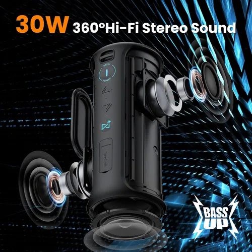 Miniatura 2 de Raymate Altavoz Bluetooth, IPX7 impermeable, estéreo de 30 W con graves profundos, diente azul inalámbrico 5.3, emparejamiento TWS de rango de 100
