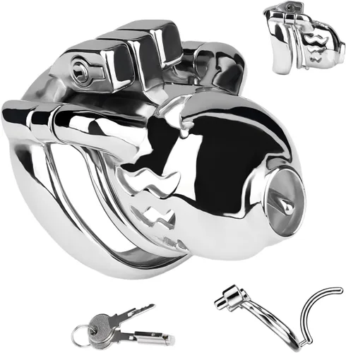 Jaula de castidad masculina con anillo PA para juguetes sexuales, jaula para pene con cinturón y bloqueo oculto, ahuecado transpirable, jaula de