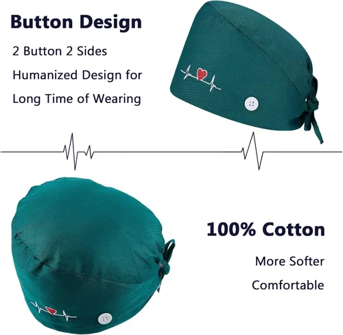 Miniatura 6 de SATINIOR Gorro de trabajo unisex con botones y banda ajustable para el sudor