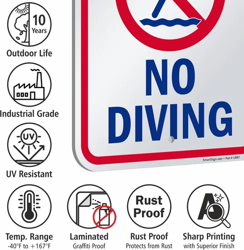Miniatura 7 de SmartSign Letrero "Attention - No Diving" Aluminio de 12 x 18 pulgadas
