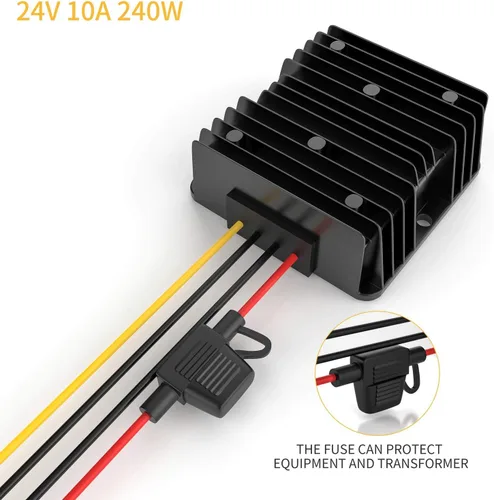 Miniatura 2 de Convertidor CC de 12 V a 24 V, convertidor Dc-DC de 12 V a 24 V 10 A 240 W con fusible impermeable convertidor elevador para carrito de golf, luz
