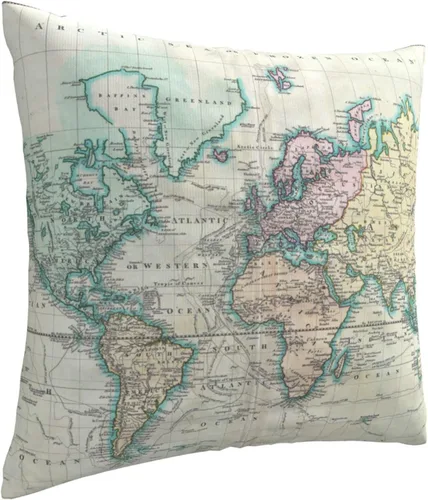 Miniatura 2 de Funda de almohada decorativa colorida con mapa del mundo para sofá, cama, hogar, 18 x 18 pulgadas