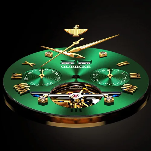 Miniatura 3 de OUPINKE Relojes automáticos para hombre, con esqueleto de diamante, cuerda automática, reloj de pulsera de lujo, cristal de zafiro, acero
