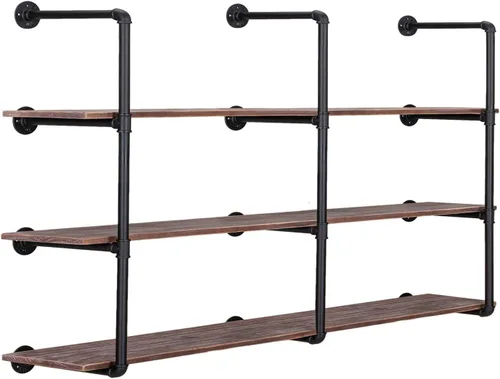 Miniatura 8 de Pynsseu Estante Industrial de Tubo de Hierro para Montaje en Pared, Estantería Abierta DIY de Granja, Estantes de Tubo para Cocina Baño, Librerías