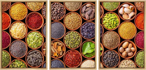 Miniatura 50 de wall26 Lienzo enmarcado para pared, juego de arte de hierbas, verduras y condimentos en madera, alimentos, fotografía cultural, realismo, paisaje
