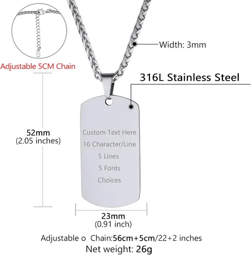Miniatura 6 de Supcare Collar personalizado con etiqueta de perro con texto o foto para hombre, colgante de foto conmemorativa personalizado para mujeres y hombres
