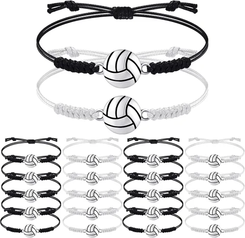 20 pulseras de voleibol ajustables, cuerda trenzada con dije de voleibol para niñas, mujeres, hombres, adolescentes, la mayoría de jugadores de