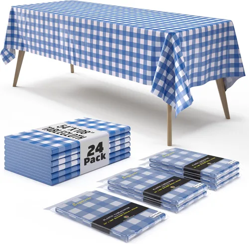 Miniatura 34 de Exquisite Cubierta de Mesa para Picnic - Paquete de 6 Manteles Premium Rectangulares de Plástico - Cubierta de Mesa para BBQ a Cuadros Negro