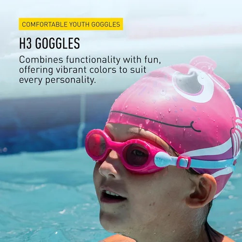 Miniatura 2 de FINIS H3 Goggle - Gafas de natación para niños, antivaho, protección UV, a prueba de fugas, gafas de natación juveniles, de 4 a 12 años
