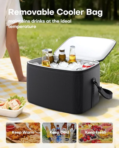 Miniatura 4 de HOTOR Organizador de maletero, organizador de automóvil de 3 compartimentos y almacenamiento con bolsa refrigeradora, organizador de almacenamiento