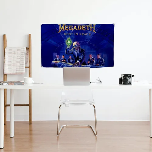 Miniatura 3 de Megadeth Rust in Peace Póster Bandera Divertida Tapiz Musical Estético Decorativo Duradero Tapiz de Pared para Cueva de Hombre Adecuado para Póster