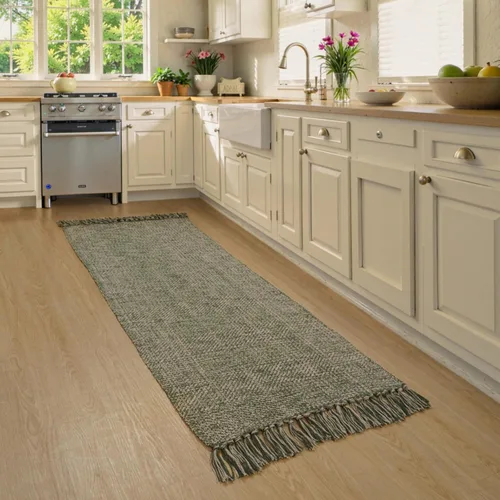 Miniatura 12 de Collive - Tapete de pasillo de cocina, 2 x 4.3 pies, tejido a mano, reversible, lavable, de algodón, color blanco/beige, para baño, pasillo