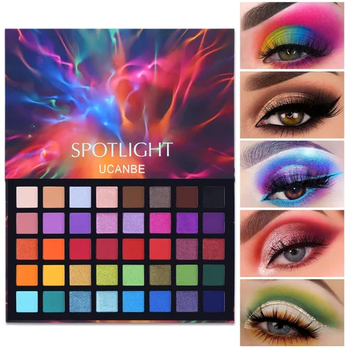 UCANBE Spotlight Paleta de sombra de ojos profesional 40 colores sombra de ojos mate brillo paleta de maquillaje altamente pigmentado colorido polvo