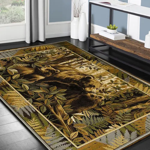 Miniatura 14 de Colección de alfombras de cabaña inspirada en la naturaleza con animales, diseño de felpa y polipropileno fácil de limpiar para decoración del hogar