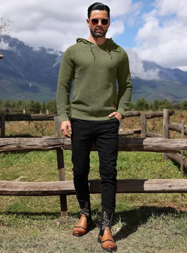 Miniatura 4 de HYPESTFIT Sudadera con capucha y cordón ajustable para hombre
