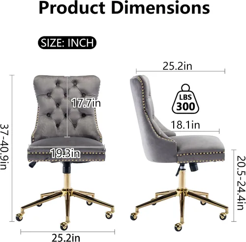 Miniatura 2 de Silla de oficina sin brazos, silla de tocador con respaldo y ruedas, cómoda silla de oficina en terciopelo, sillas de escritorio de oficina en casa