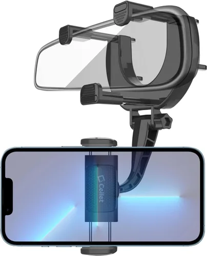 Cellet Soporte universal para teléfono con espejo retrovisor para vehículo, compatible con iPhone 14 Pro Max Mini SE 13 12 11 XR XS Galaxy Z Flip Z