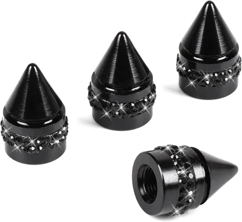 Miniatura 13 de ToBeQueen Bling - Tapones de válvula de neumático rojos, 4 unidades, hechos a mano, con cristales de diamantes de imitación, universales, a prueba
