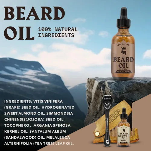 Miniatura 5 de Striking Viking Aceite y bálsamo para barba, kit de aseo para barba para hombre con aceite de barba totalmente natural y acondicionador de bálsamo