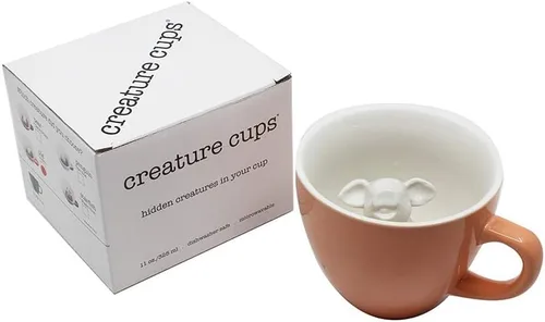 Miniatura 4 de Creature Cups - Taza de cerámica CEBRA (11 onzas, exterior color melocotón) - Taza con animal 3D oculto en su interior que emerge mientras bebes