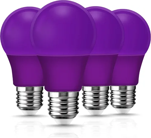 Flaspar Bombilla de luces LED moradas, A19 de 9 W (equivalente a 60 W), base E26, luces de colores, decoración de habitación para Navidad,