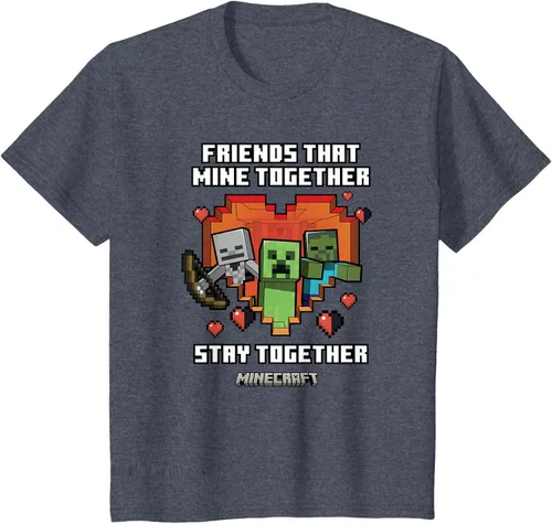 Miniatura 15 de Minecraft Camiseta de San Valentín Friends That Mine Together Mobs, Negro