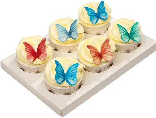 Miniatura 7 de Mariposas comestibles para decoración de pasteles, decoración comestible de arco iris para pasteles y cupcakes, mariposas de papel de oblea