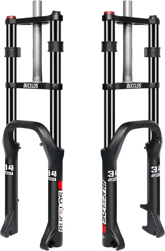 BUCKLOS 20 pulgadas 4.0 Fat Tire Bike Suspension Tenedor, 7.087 in Travel 5.315 in Spacing Hub 0.354 in QR Ebike Oil MTB Fat Fork, Doble Corona