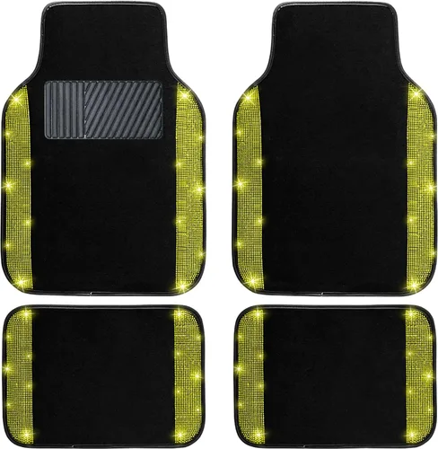 Miniatura 19 de NBTEPEM Juego completo de alfombrillas brillantes para piso de automóvil y funda para volante, ajuste universal para la mayoría de los automóviles
